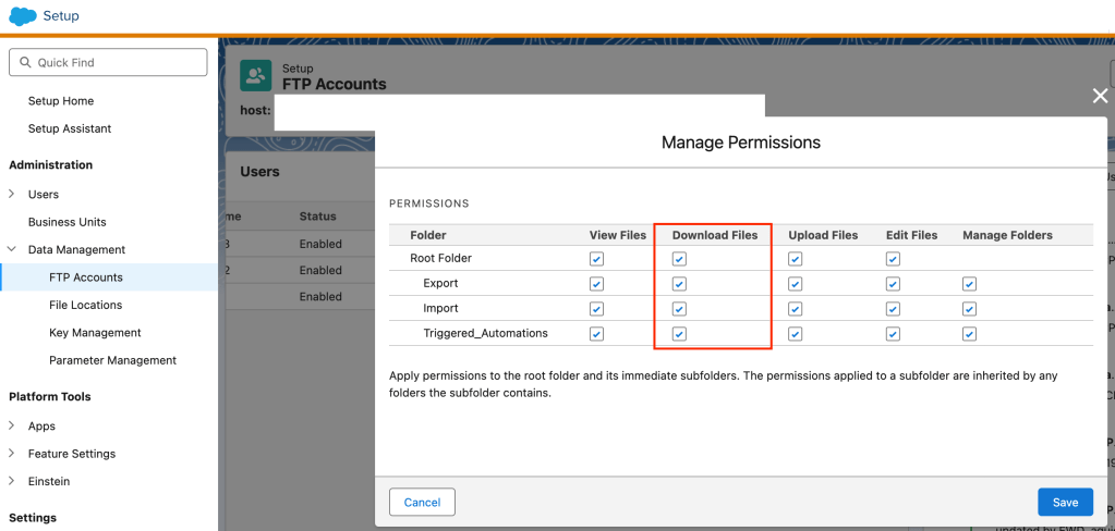 disable download from SFTP